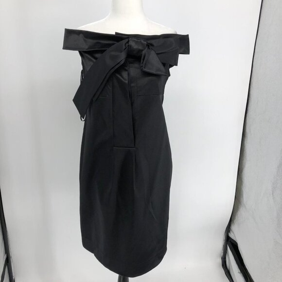 Diane Von Furstenberg Black Off The Shoulder Pia Midi  Dress w/ Bow tie size 6 - Picture 3 of 16